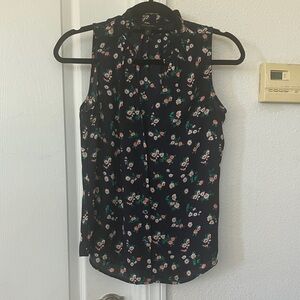 Banana Republic NavyFloral Tie-Neck Semi Sheer Sleeveless Camisole Size XS